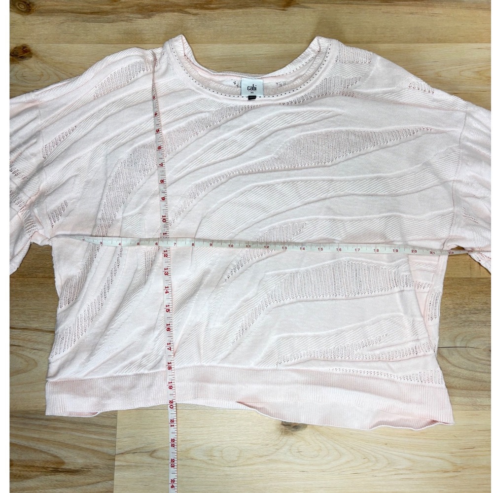 Cabi Zebra Pullover Sweater XL Blush Pink Mixed Stitch Boxy 5631 Cotton Blend - Picture 5 of 10